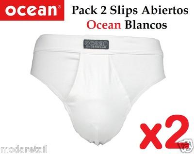 Foto ocean pack 2 calzoncillos tipo slip abiertos blancos algodón comodísimo