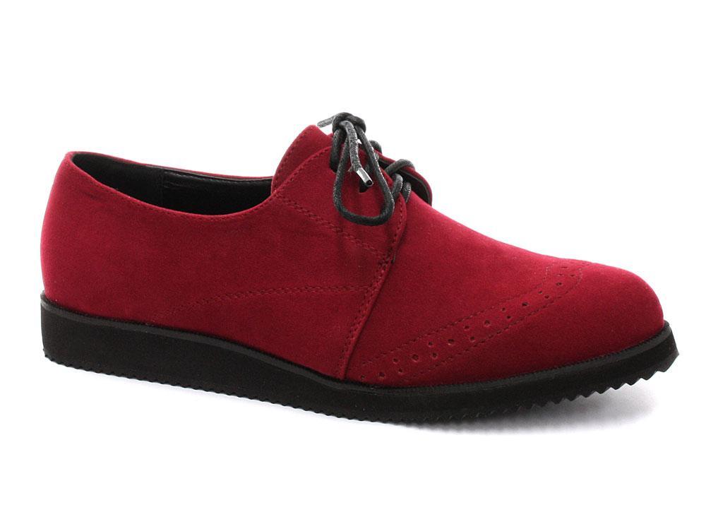 Foto Odeon Brogue Beetle Crusher Creeper Red Faux Suede Womens Shoes