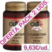 Foto OFERTA L-Carnitina 450 mg. Obire 90 cápsulas x 2 botes