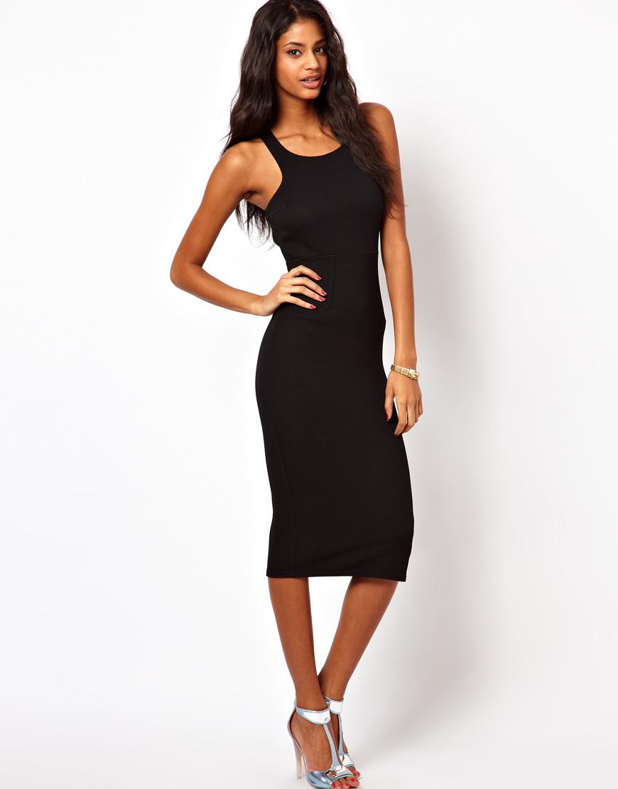 Foto Oh My Love Textured Midi Dress with Strappy Back Black