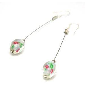 Foto Oi Pink Bead Flower Drop Earrings