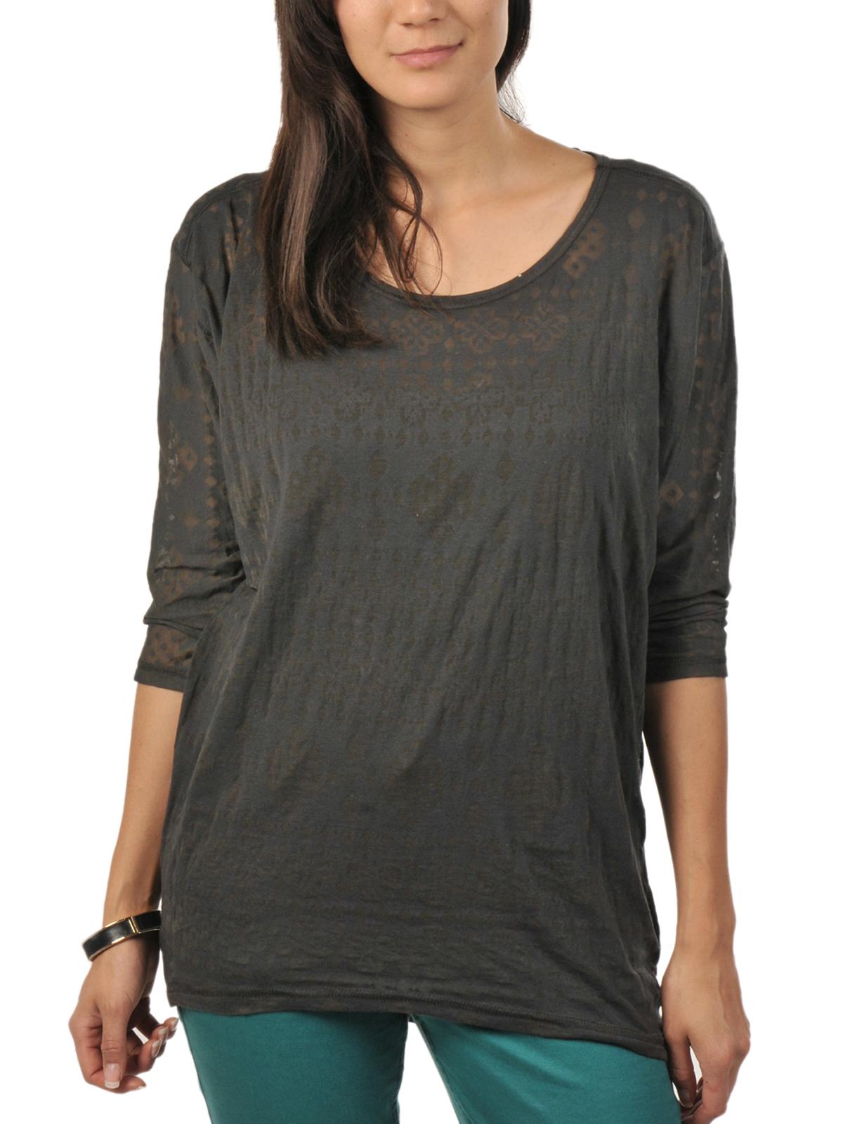 Foto Only Hippy Burn Out Long Boxy Camiseta 3/4 gris oscuro S