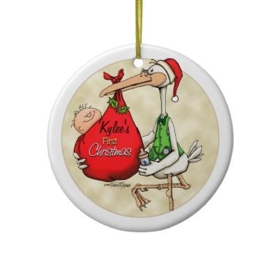 Foto Ornamento de la llegada de la cigüeña del bebé Adorno Para Reyes