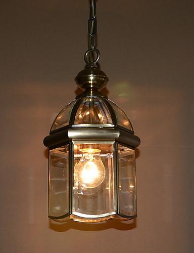 Foto oro pintado lámpara colgante clásico con pantalla de vidrio
