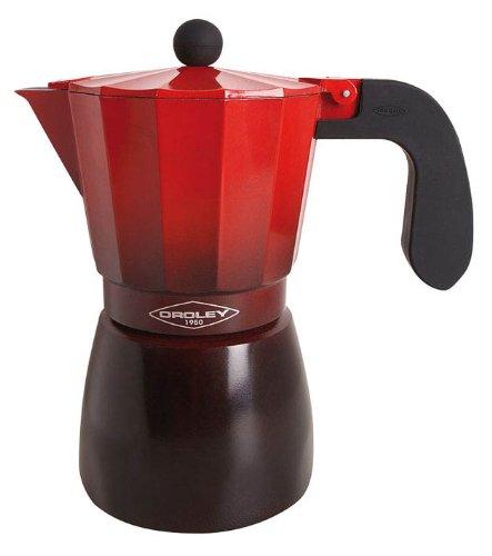 Foto Oroley 215070300 - Cafetera 6 tazas con cacillo reductor para 3 tazas, inducción, color rojo