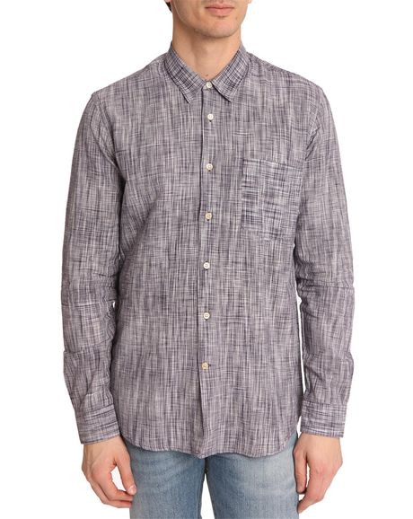 Foto OUR LEGACY - Camisa azul de cuadros irregulares