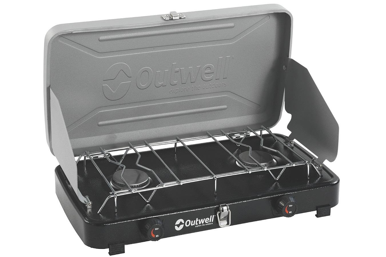 Foto Outwell Chef Cooker Hornillo de gas Deluxe, 2-Burner Stove w/Lid