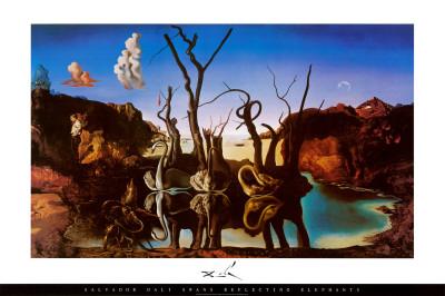 Foto Póster Cisnes que se reflejan como elefantes, ca. 1937 de Salvador Dalí, 61x91 in.