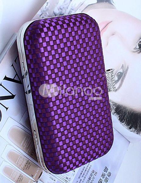 Foto Púrpura tejida bolso de noche de patrón magnético Snap clausura femenino