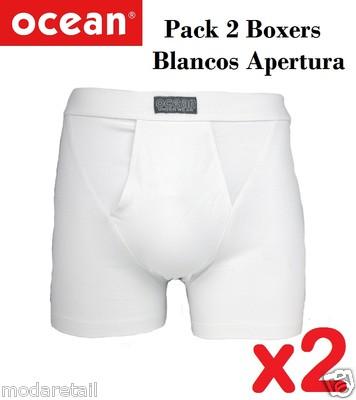 Foto pack 2 calzoncillos boxer ocean con apertura blancos 93% algodón comodísimo