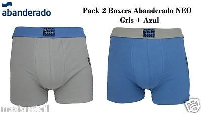 Foto Pack 2 Calzoncillos Boxers Abanderado Neo Gris + Azul Tallas M / L / Xl