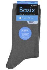 Foto Pack 3 pares de calcetines punto blanco basix
