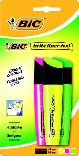 Foto Pack 3 rotuladores bic britliner text fluorescente colores amarillo verde fucsi