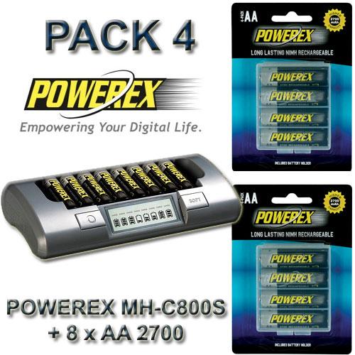 Foto Pack 4 - Cargador powerex mh-C800S + 8 baterías aa 2700