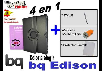 Foto Pack 4 En 1 Funda  Tablet Bq Edison 10.1 + Cargador Usb + Stylus + Protector