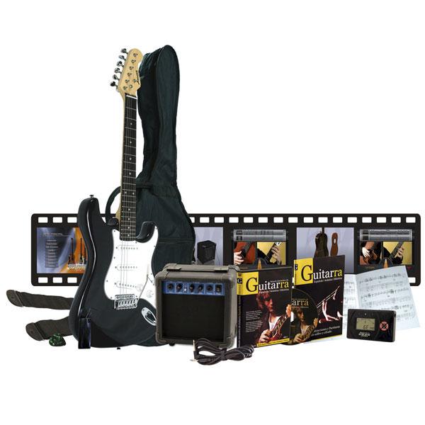 Foto Pack aprende guitarra eléctrica Estratocaster negra
