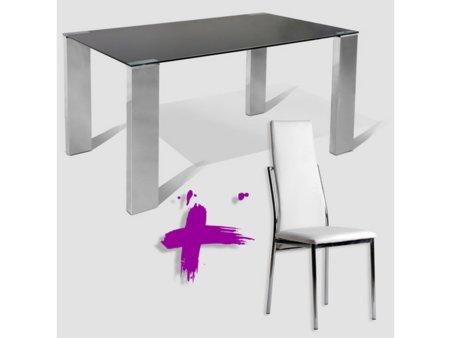 Foto pack de mesa y 4 sillas en polipiel