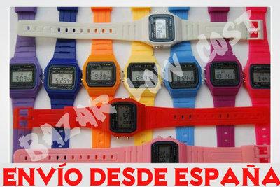 Foto Pack Diez Relojes Casio Retro Colores F-91w Led Unisex Rojo, Negro, Azul, Etc..
