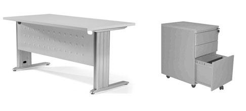 Foto Pack mesa oficina y cajonera color mesa blanca + cajonera blanca