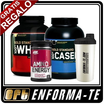 Foto Pack Optimum Nutrition: Gold Whey Protein+casein+amino Energy+regalo (27,62�/kg)