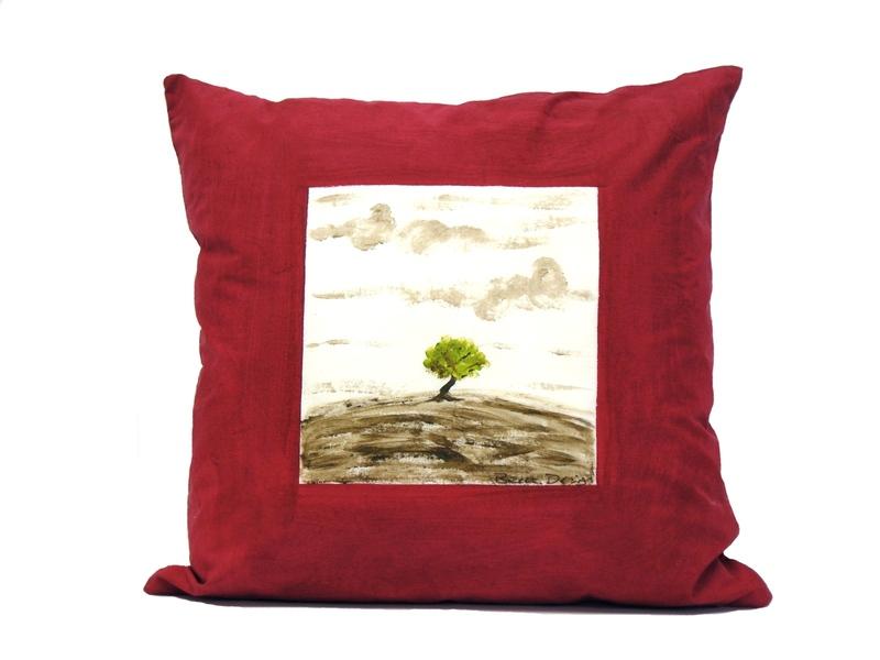 Foto Paisaje color granate .Funda de cojn .Diseo