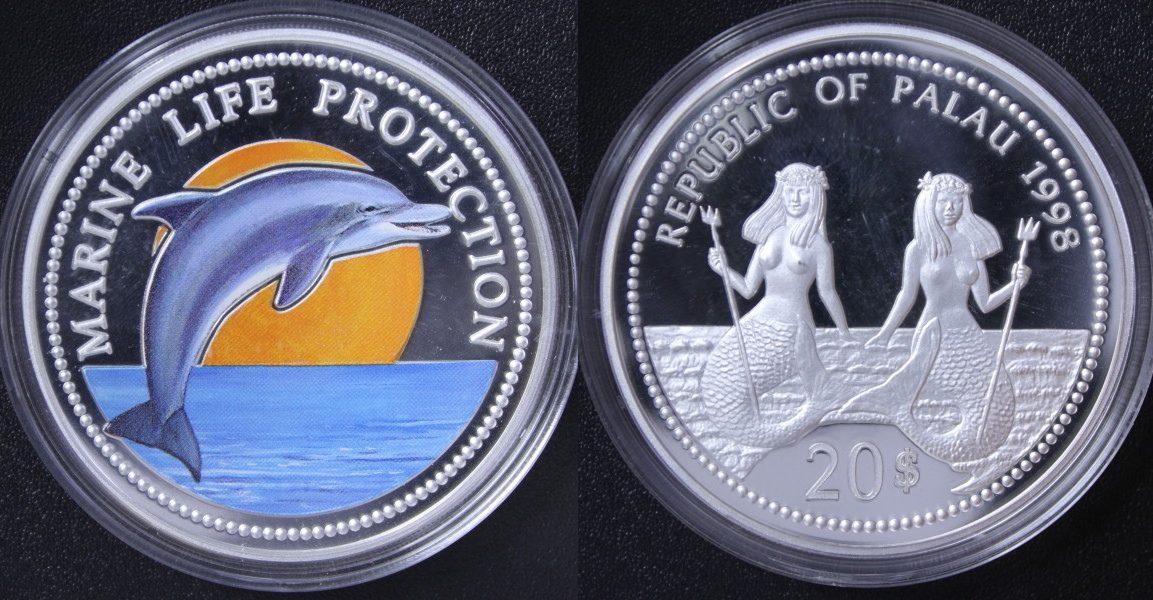 Foto Palau 5 Unzen 20 Dollar große Farbmünze in Silber 1998