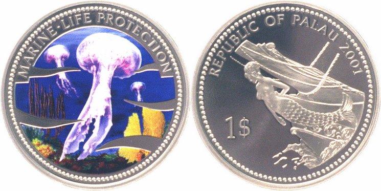 Foto Palau-Inseln 1 Dollar Farbmünze 2001