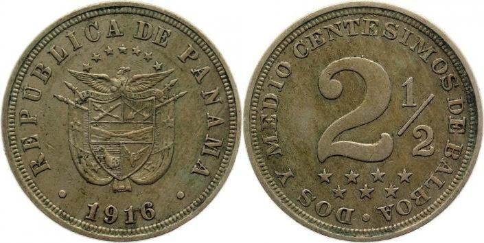 Foto Panama 2 1/2 Centesimos 1916