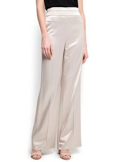 Foto Pantalón Ancho Satinado beige MANGO