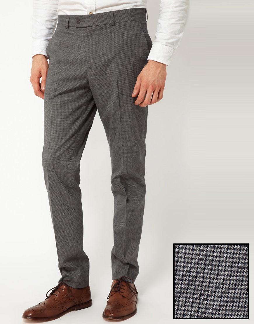 Foto Pantalón pitillo de vestir en pata de gallo de ASOS Gris/azul marino