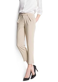 Foto Pantalón Traje Tobillero beige MANGO