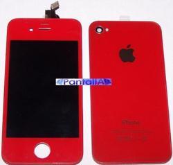 Foto pantalla completa y tapa iphone 4g rojo