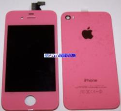 Foto pantalla completa y tapa iphone 4g rosa