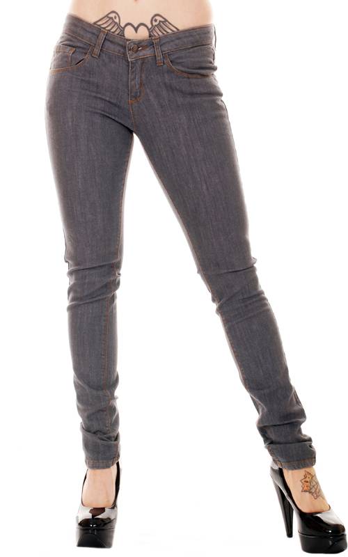 Foto Pantalon Elastico Pitillo Liso Vaquero Gris