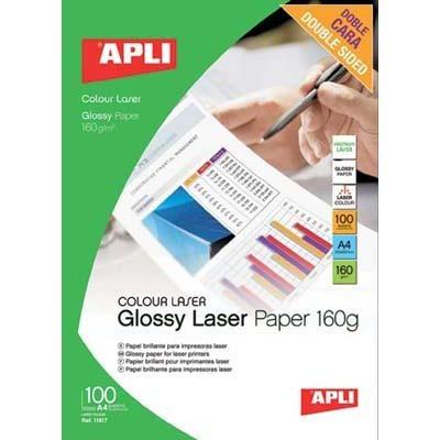 Foto Papel laser glossy Apli doble cara brillante din A4 160gr