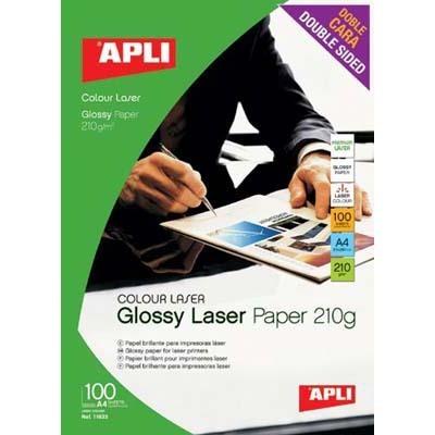 Foto Papel laser glossy Apli doble cara brillante din A4 210gr