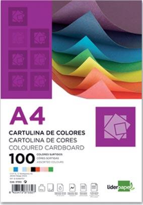 Foto Paquete de 100 cartulinas liderpapel din a4 180 gr 10 colores surtidos