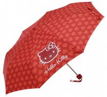 Foto Paraguas de Hello Kitty plegable con corazones en rojo, negro o rosa