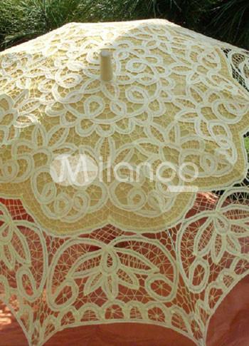 Foto Paraguas de madera mango boda de soporte de acero inoxidable algodón amarillo