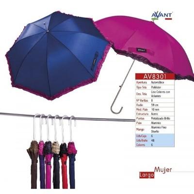 Foto Paraguas De Mujer Largo - Automatico - Colores Lisos Con Volantes