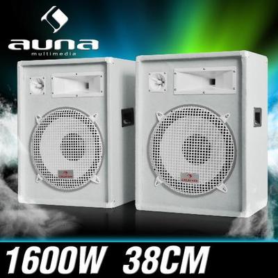 Foto Pareja Altavoces Pa 3 Vias Subwoofer Profesionales Auna Pw-1522 1600w 38cm/15
