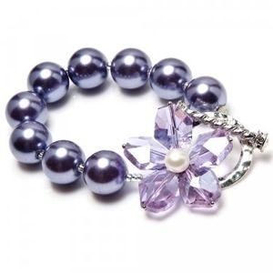 Foto Park Lane Purple Pearl & Crystal Flower Bead Bracelet