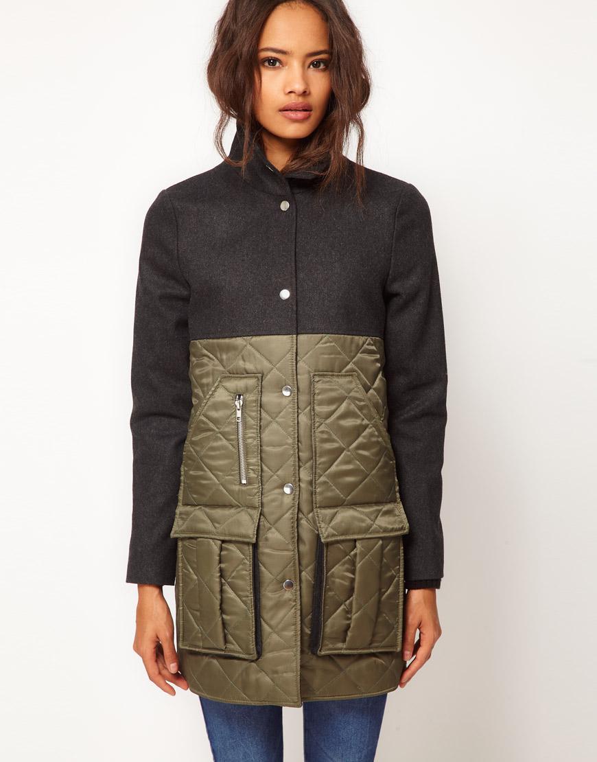 Foto Parka de mezcla de lana de ASOS Caqui