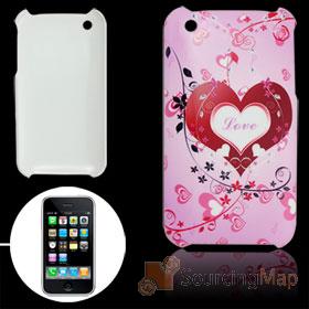 Foto patrón de duro corazón de plástico cubierta posterior para el iPhone 3G de color rosa