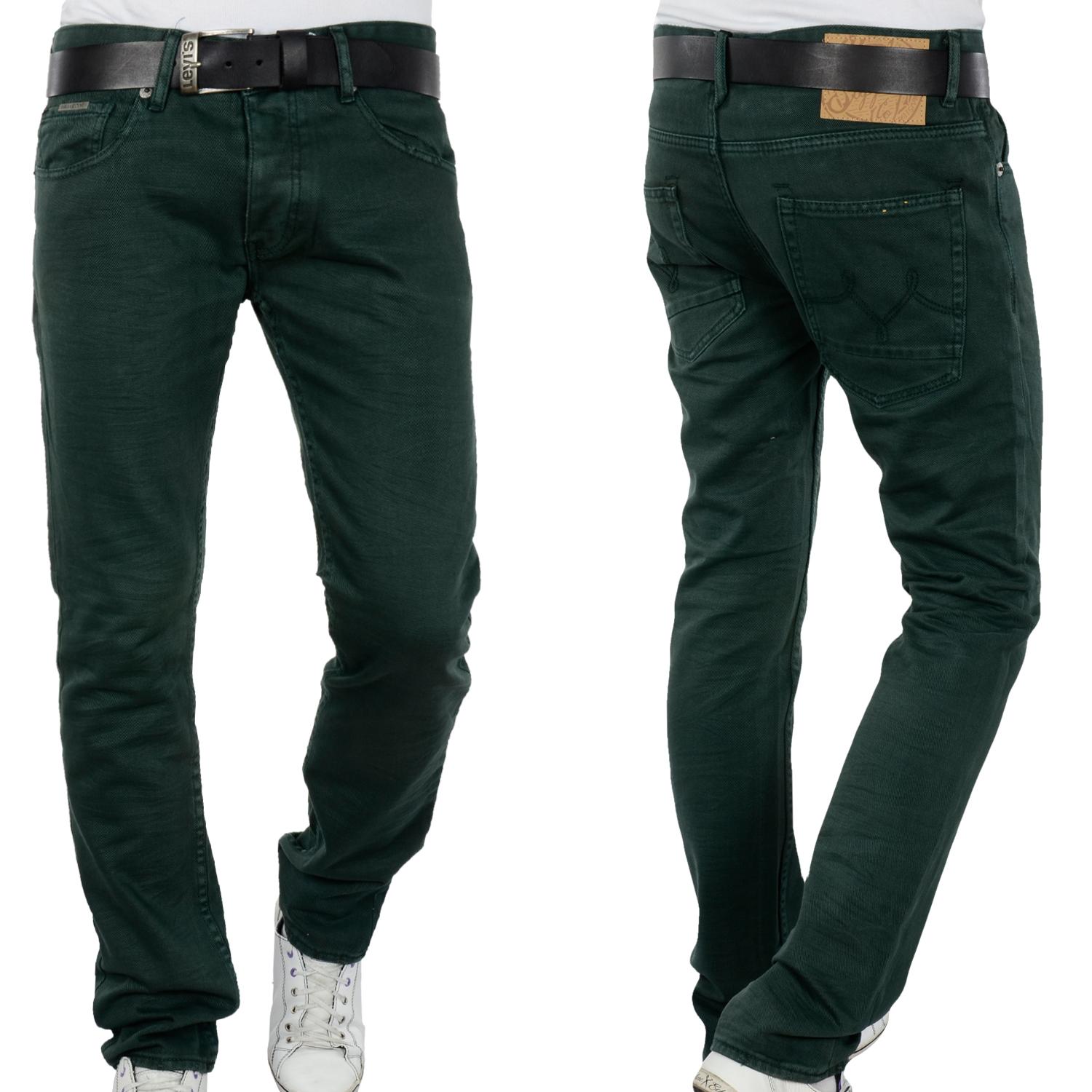 Foto Patria Mardini Hombres Regular Fit Jeans De Color Verde Oscuro