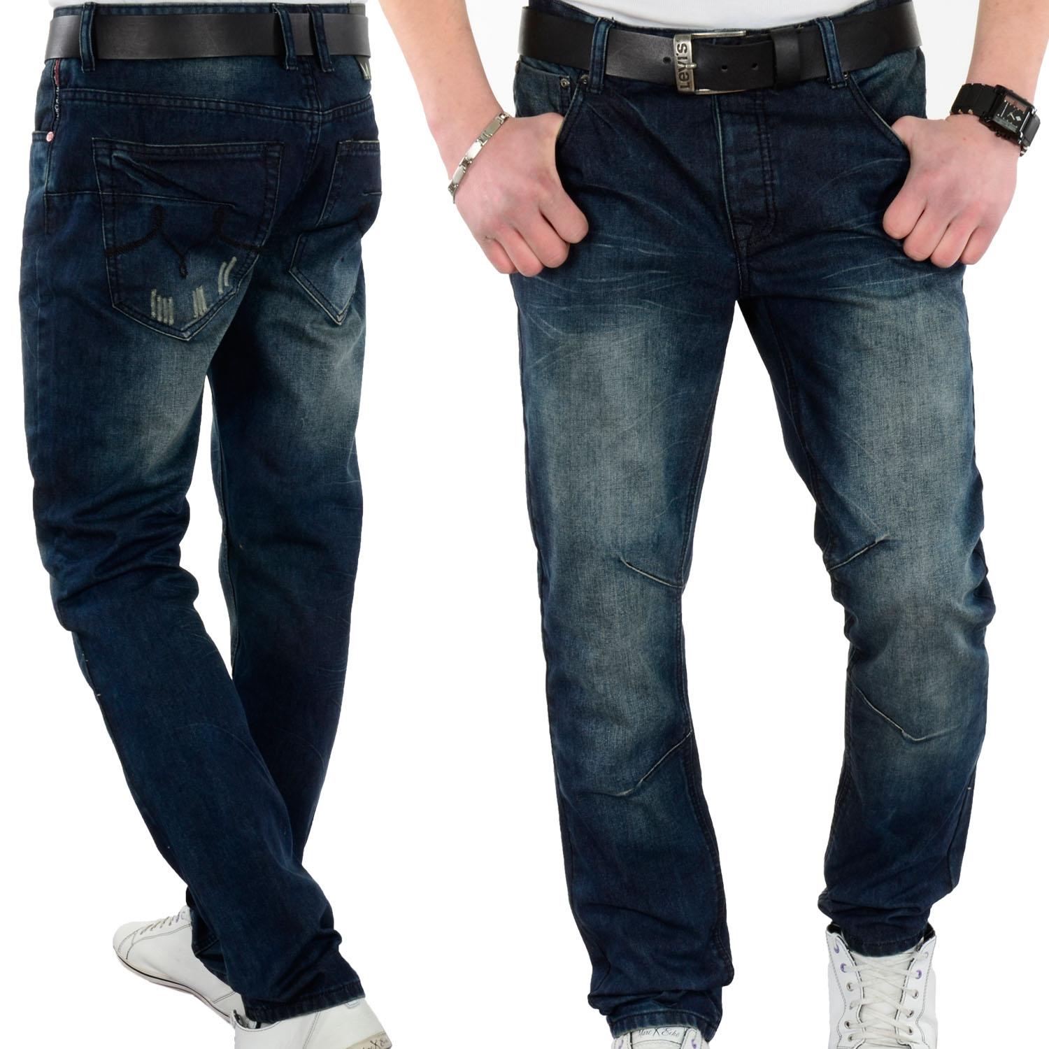Foto Patria Mardini Hombres Slim Fit Jeans De Color Azul Oscuro