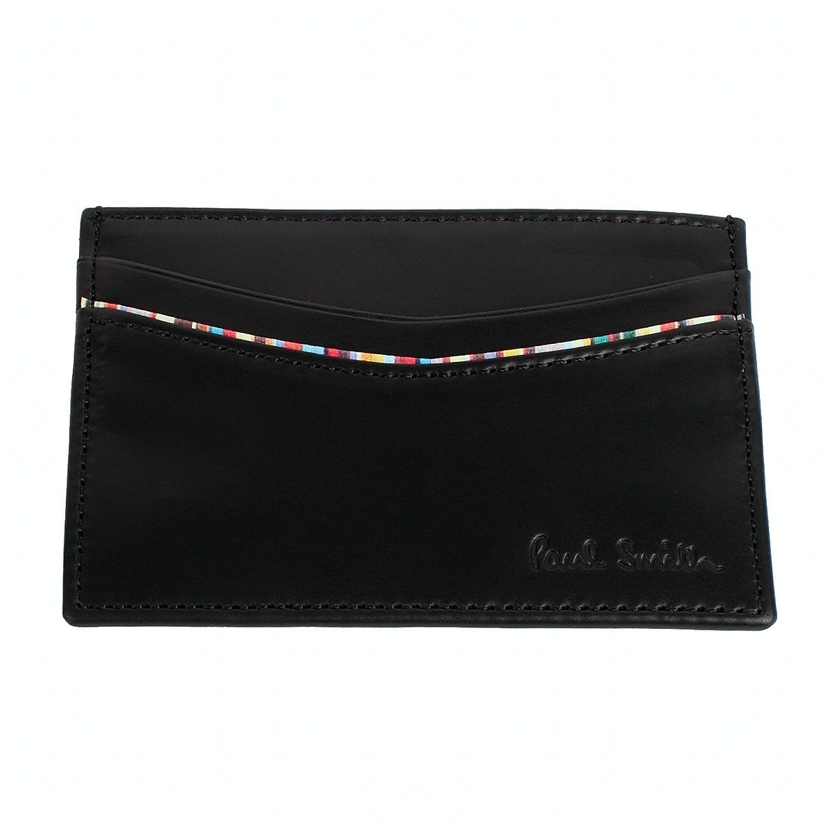 Foto Paul Smith Accessories Black Leather Signature Stripe Trimmed Card...