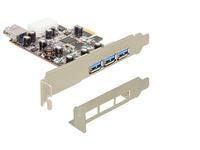Foto PCI Expr Card Delock 3x USB3.0 ext + 1x USB3.0 int +LowProfi