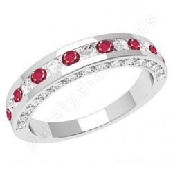 Foto PDR330W - 18ct white gold ring with round rubies and brilliant cut ...
