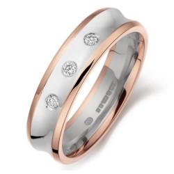 Foto PDWG011WR - 18ct white & rose gold 5.25mm mens dished wedding ring ...